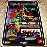 IRON MAIDEN MEGADETH STUNNING RARE CONCERTS POSTER FOR SWEDEN IN SEPTEMBER 1999