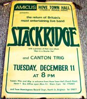 STACKRIDGE SUPERB CONCERT POSTER TUESDAY 11th DECEMBER 1973 HOVE TOWN HALL U.K.