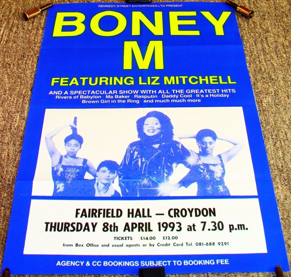 BONEY M STUNNING CONCERT POSTER THURSDAY 8th APRIL 1993 FAIRFIELD HALL CROY