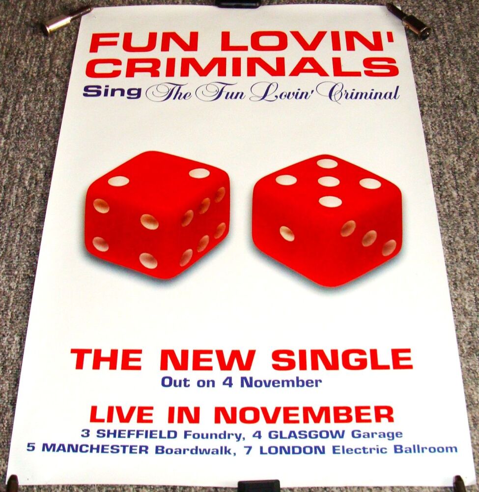 FUN LOVIN' CRIMINALS RARE UK RECORD COMPANY PROMO SINGLE & CONCERTS POSTER 