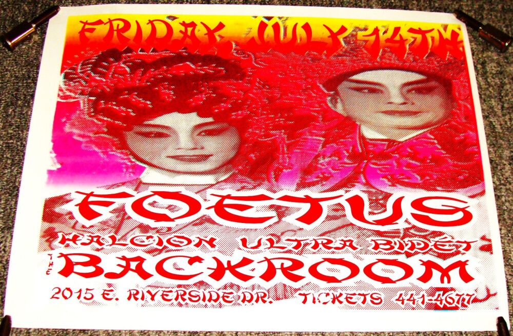 FOETUS STUNNING CONCERT POSTER FRIDAY 14th JULY 1995 THE BACKROOM BERKELEY 