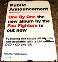 FOO FIGHTERS SUPERB U.K. RECORD COMPANY PROMO POSTER FOR 'ONE BY ONE' ALBUM 2002