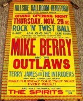 MIKE BERRY STUNNING RARE CONCERT POSTER FOR THURSDAY 29th NOVEMBER 1962 HEREFORD