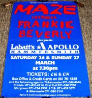 MAZE FEATURING FRANKIE BEVERLY CONCERTS POSTER FOR MARCH 1994 HAMMERSMITH APOLLO