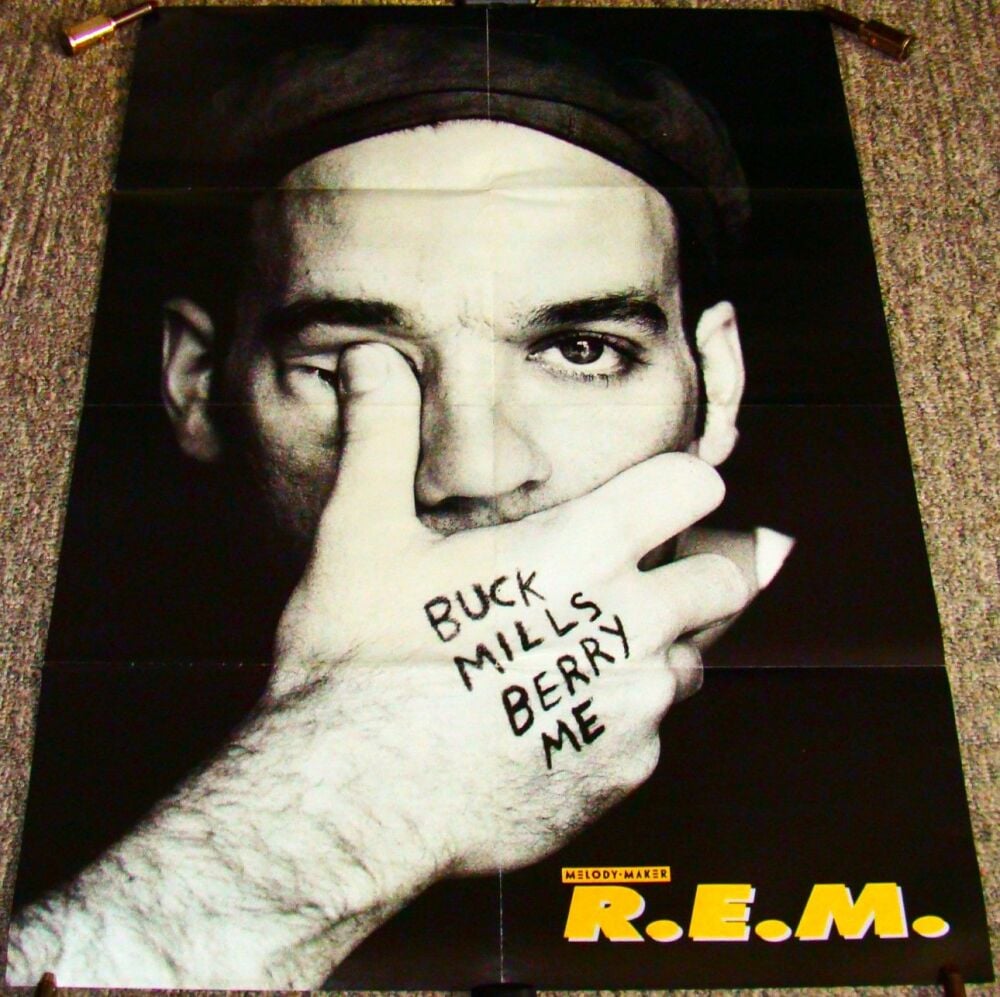 R.E.M. REALLY FABULOUS AND RARE U.K. MELODY MAKER DOUBLE SIDED PROMO POSTER