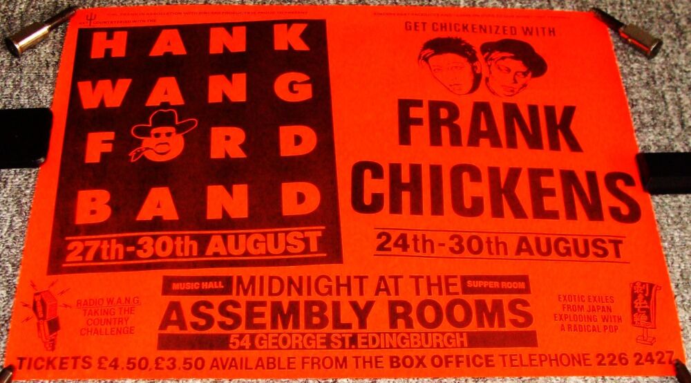 FRANK CHICKENS HANK WANGFORD BAND SUPERB CONCERTS POSTER AUGUST 1992 EDINBU