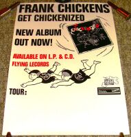 FRANK CHICKENS U.K. REC COM PROMO & TOUR BLANK POSTER FOR 'GET CHICKENIZED' 1987