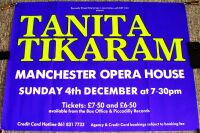 TANITA TIKARAM CONCERT POSTER SUNDAY 4th DECEMBER 1988 AT MANCHESTER OPERA HOUSE