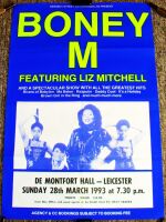 BONEY M RARE CONCERT POSTER SUNDAY 28th MARCH 1993 DE MONTFORT HALL LEICESTER UK