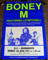 BONEY M SUPERB RARE CONCERT POSTER FOR MONDAY 5th APRIL 1993 B.I.C. BOURNEMOUTH