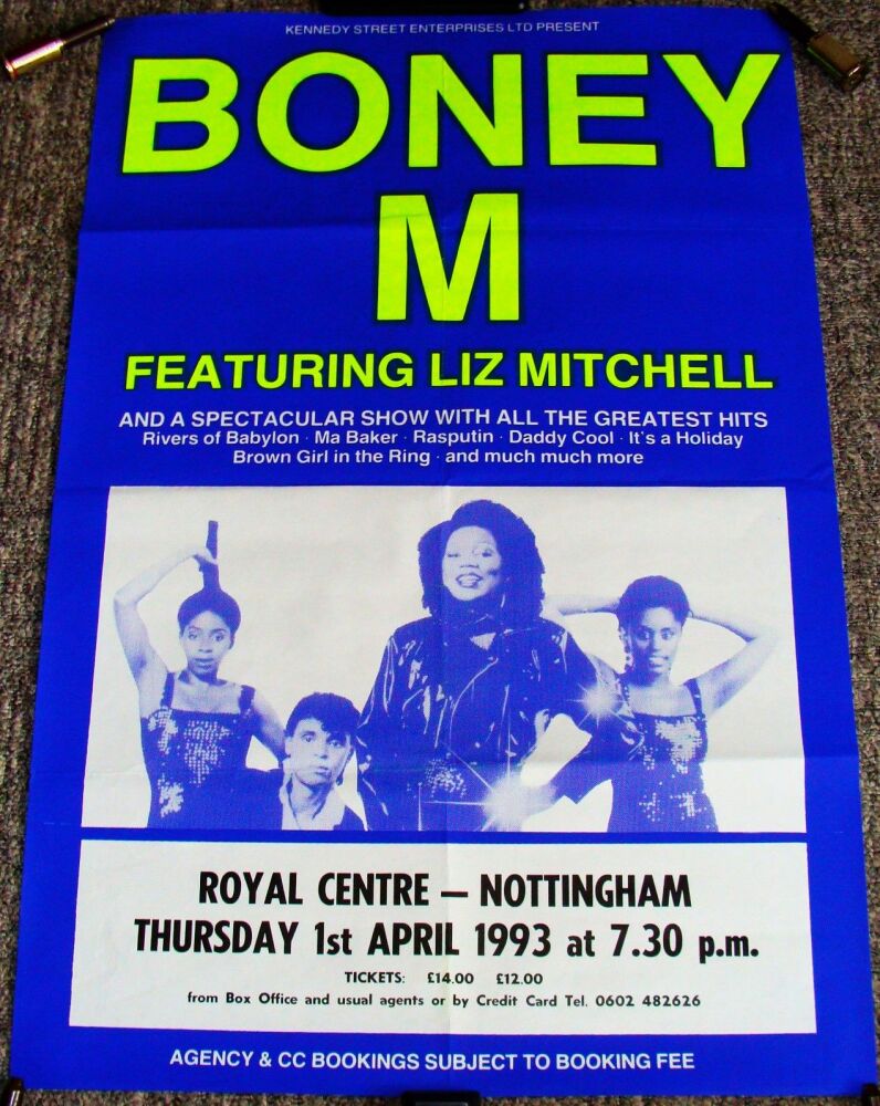 BONEY M FABULOUS CONCERT POSTER THURSDAY 1st APRIL 1993 ROYAL CENTRE NOTTIN