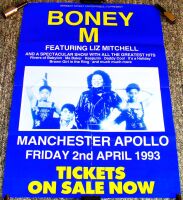 BONEY M TICKETS ON SALE NOW CONCERT POSTER FRI 2nd APRIL 1993 MANCHESTER APOLLO
