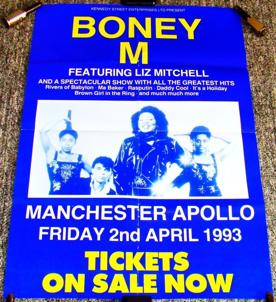 BONEY M TICKETS ON SALE NOW CONCERT POSTER FRI 2nd APRIL 1993 MANCHESTER AP