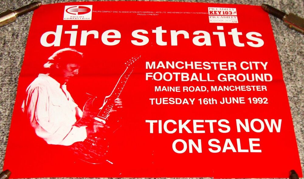 DIRE STRAITS CONCERT POSTER TUE 16th JUNE 1992 MANCHESTER CITY FOOTBALL CLU