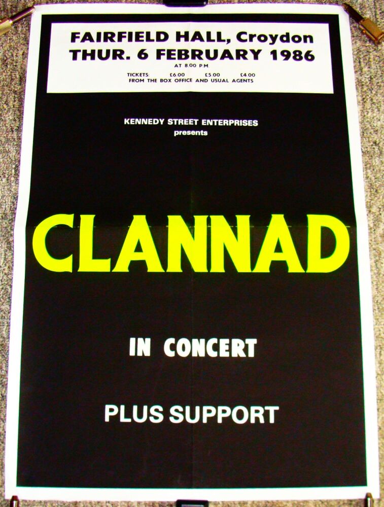 CLANNAD SUPERB CONCERT POSTER THURSDAY 6th FEBRUARY 1986 FAIRFIELD HALL CRO