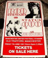 ROD STEWART STATUS QUO JOE COCKER CONCERT POSTER 7th JUNE 1991 MANCHESTER U.K.