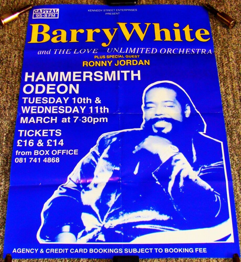 BARRY WHITE STUNNING RARE CONCERTS POSTER TUE & WED MARCH 1992 HAMMERSMITH 