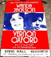 WANDA JACKSON & VERNON OXFORD CONCERT POSTER WED 13th OCT 1976 WOLVERHAMPTON UK