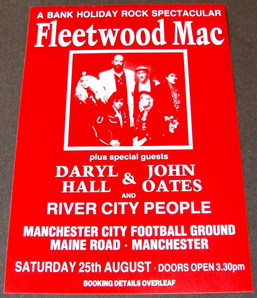FLEETWOOD MAC HALL & OATS CONCERT FLYER SAT 25th AUG 1990 MANCHESTER MAINE 