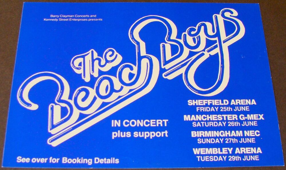 THE BEACH BOYS STUNNING DOUBLE SIDED HANDBILL-FLYER FOR U.K. CONCERTS JUNE 