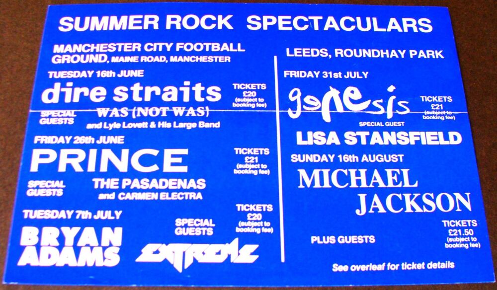 PRINCE GENESIS MICHAEL JACKSON 'SUMMER ROCK SPECTACULARS' CONCERTS FLYER 19