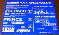 PRINCE GENESIS MICHAEL JACKSON 'SUMMER ROCK SPECTACULARS' CONCERTS FLYER 1991