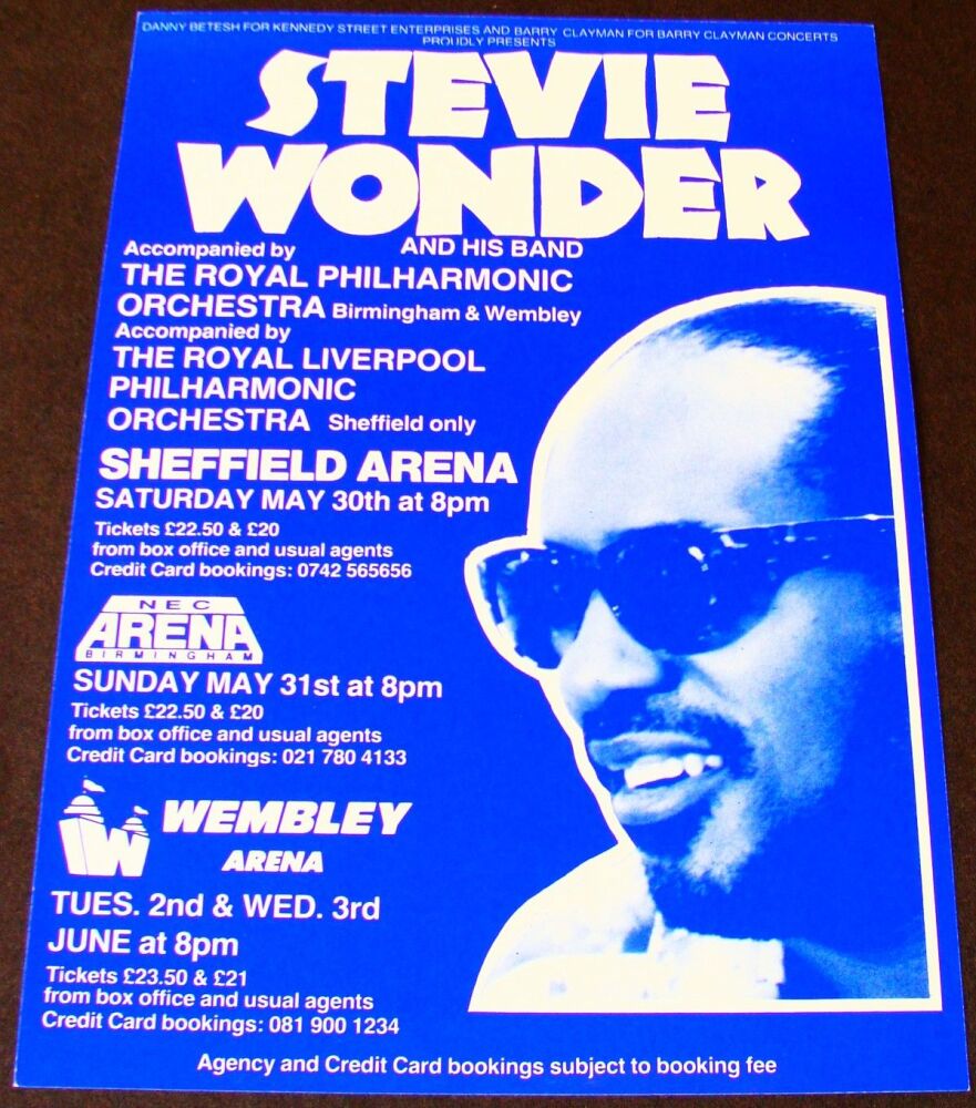 STEVIE WONDER SUPERB & RARE U.K. CONCERTS HANDBILL-FLYER FOR MAY AND JUNE 1