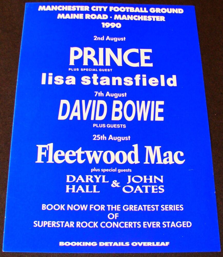 DAVID BOWIE PRINCE FLEETWOOD MAC CONCERTS HANDBILL-FLYER AUGUST MANCHESTER 