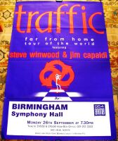 TRAFFIC CONCERT POSTER MONDAY 26th SEPTEMBER 1994 SYMPHONY HALL BIRMINGHAM U.K.
