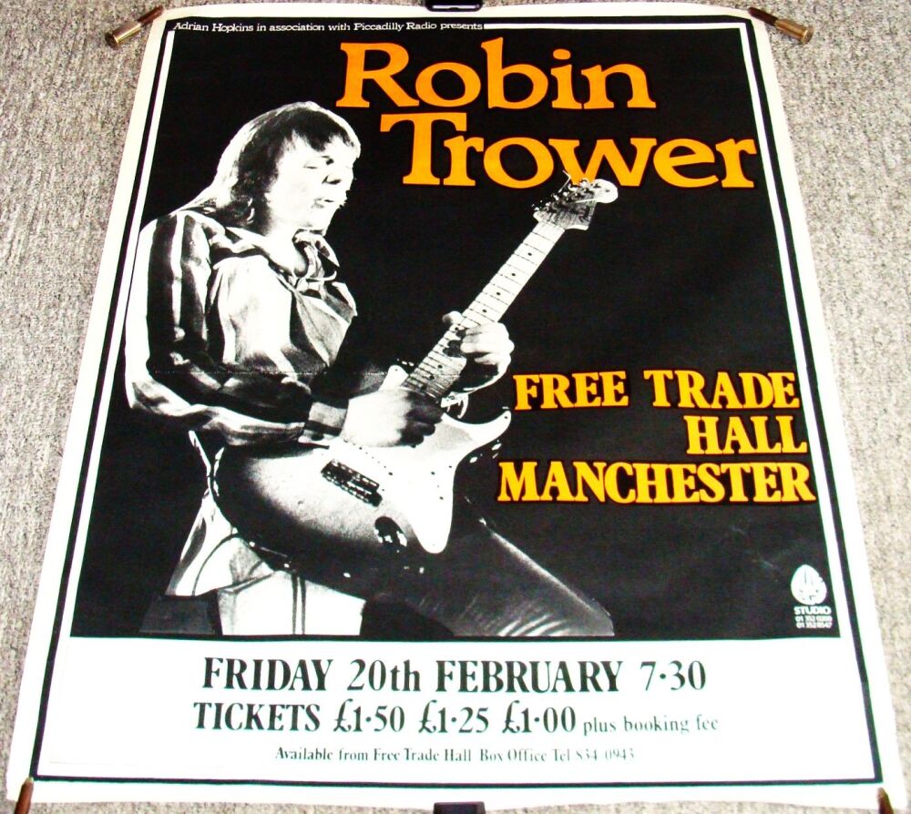 ROBIN TROWER CONCERT POSTER FRIDAY 20th FEBRUARY 1976 FREE TRADE HALL MANCH