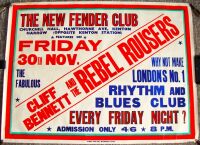 CLIFF BENNETT AND THE REBEL ROUSERS CONCERT POSTER FRI 30th NOV 1962 KENTON U.K.