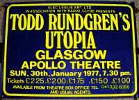 TODD RUNDGREN'S UTOPIA CONCERT POSTER SUN 30th JAN 1977 APOLLO THEATRE GLASGOW