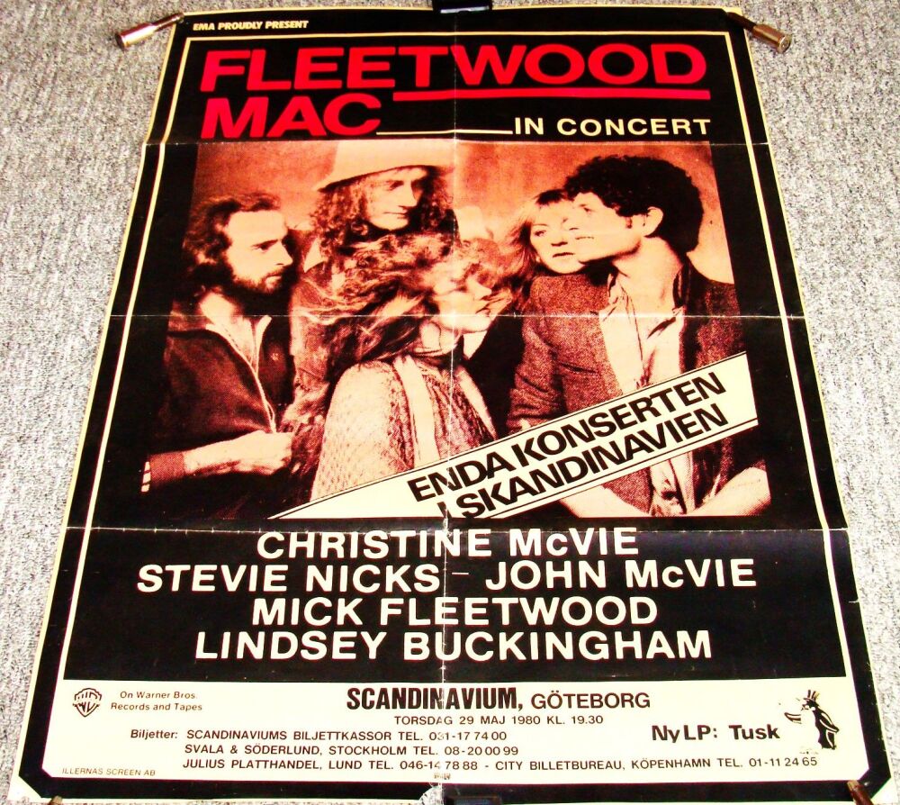 FLEETWOOD MAC STUNNING CONCERT POSTER THURSDAY 29th MAY 1980 GOTHENBURG SWE