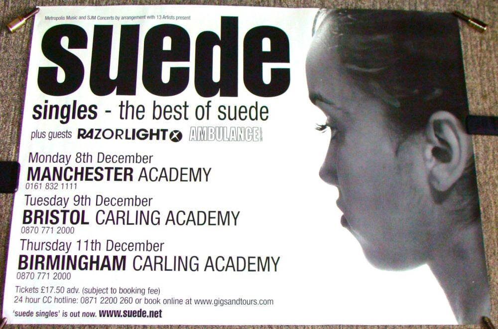 SUEDE RAZORLIGHT AMBULANCE STUNNING AND RARE U.K. CONCERTS TOUR POSTER FOR 