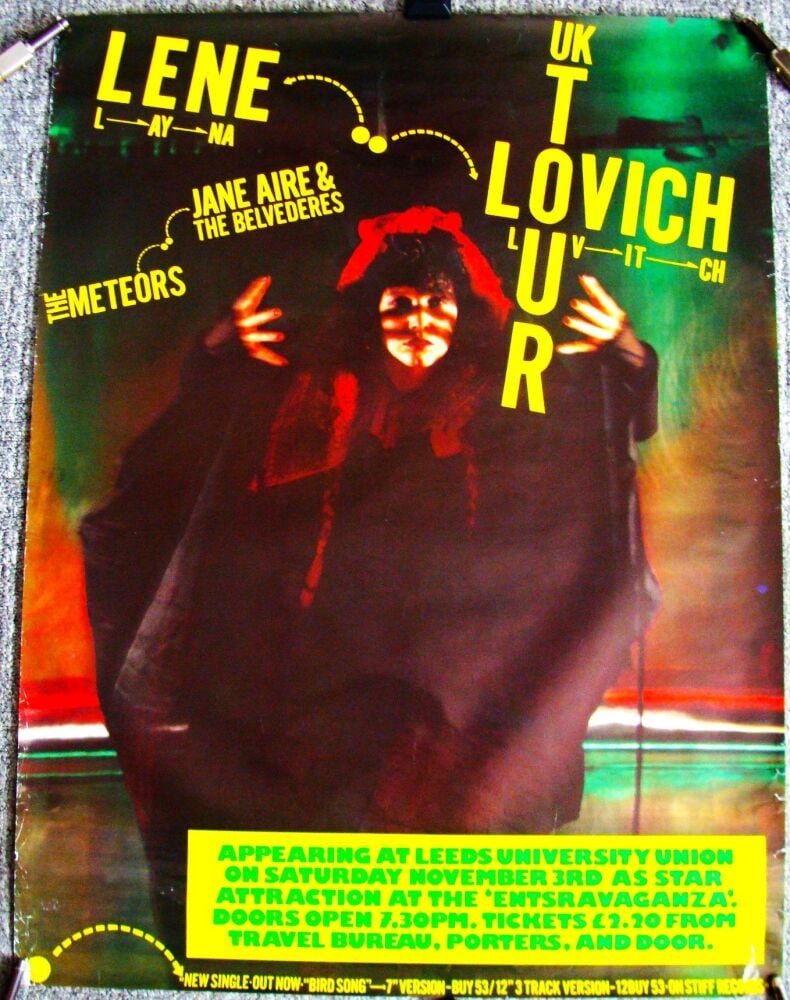 LENE LOVICH JANE AIRE THE METEORS CONCERT POSTER SAT 3rd NOV 1979 LEEDS UNI