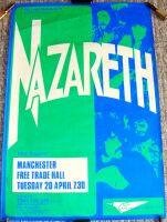 NAZARETH RARE CONCERT POSTER TUESDAY 20th APRIL 1976 FREE TRADE HALL MANCHESTER