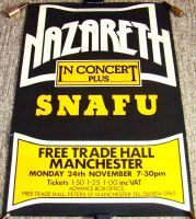 NAZARETH SNAFU CONCERT POSTER MON 24th NOV 1975 FREE TRADE HALL MANCHESTER U.K.