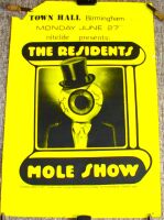 THE RESIDENTS CONCERT POSTER MONDAY 27th JUNE 1983 BIRMINGHAM TOWN HALL YELLOW