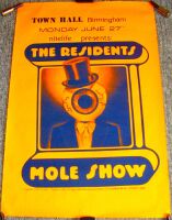 THE RESIDENTS CONCERT POSTER MONDAY 27th JUNE 1983 BIRMINGHAM TOWN HALL ORANGE