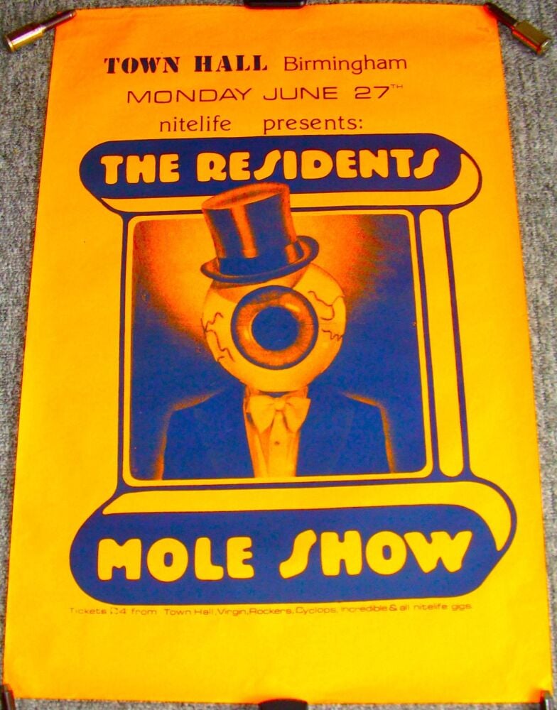 THE RESIDENTS CONCERT POSTER MONDAY 27th JUNE 1983 BIRMINGHAM TOWN HALL ORA