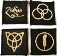 LED ZEPPELIN STUNNING U.K. ISSUE SEW ON CLOTH PATCHES 4 SYMBOLS VINTAGE 1970's