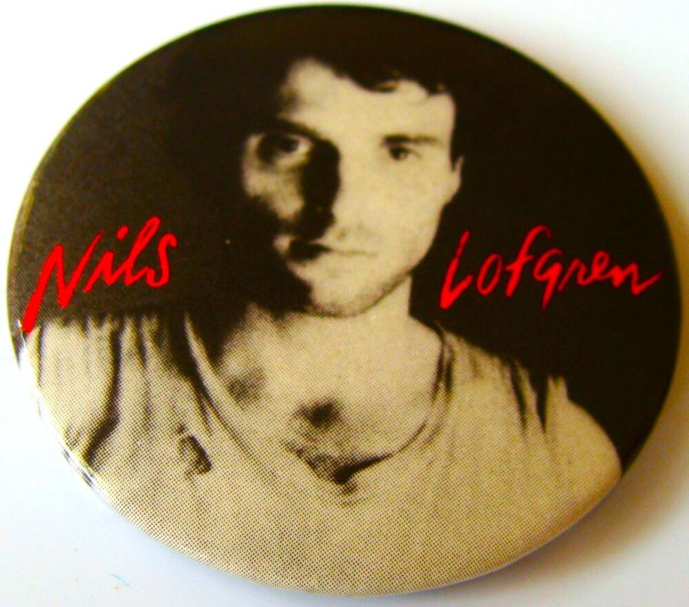 NILS LOFGREN GORGEOUS AND RARE U.K. ISSUE LARGE METAL BADGE FROM THE MID 19