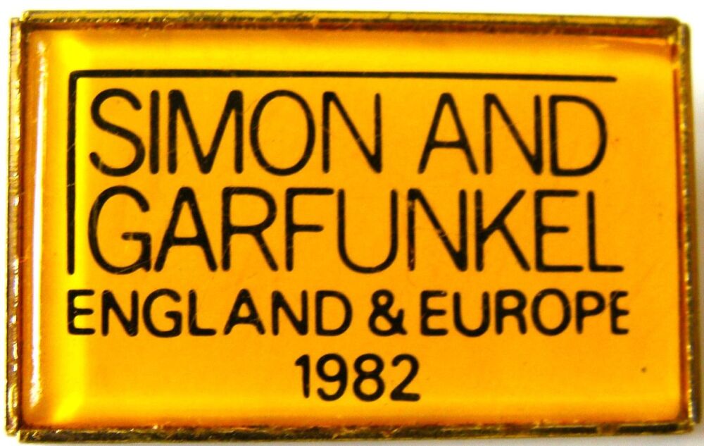 SIMON AND GARFUNKEL RARE 'ENGLAND AND EUROPE TOUR' SMALL SOLID METAL BADGE 