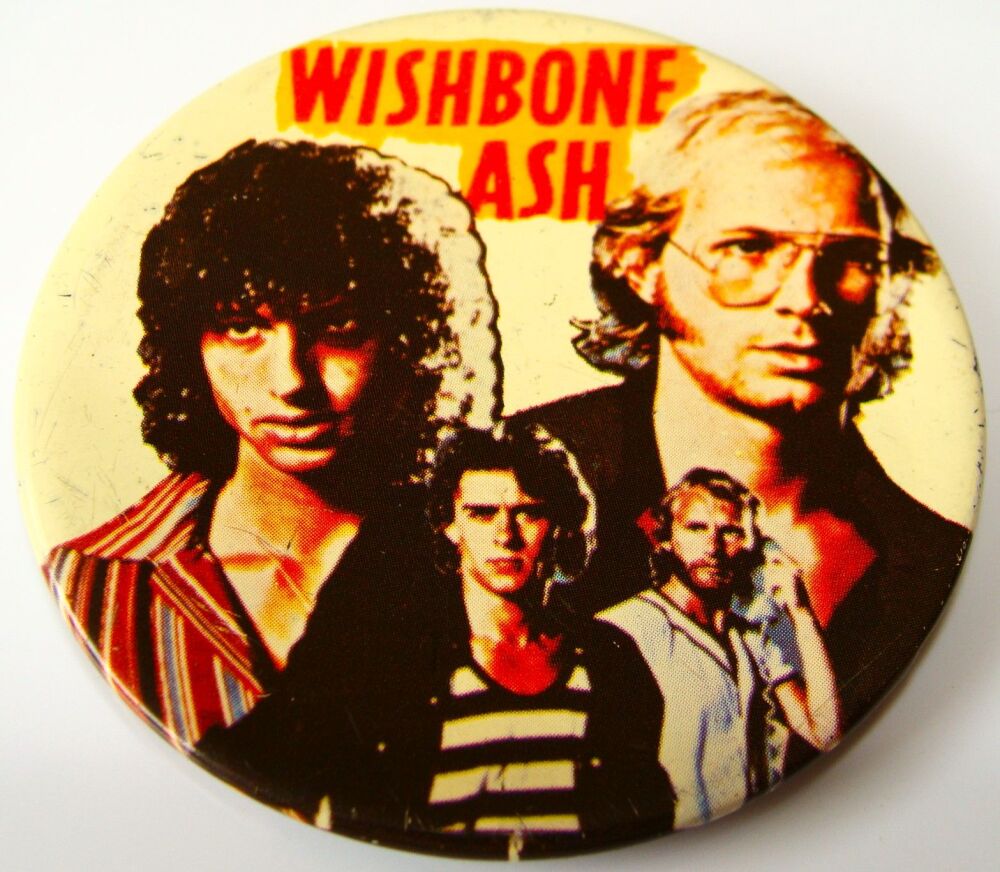 WISHBONE ASH FABULOUS U.K. ISSUE LARGE METAL BADGE 'FRONT PAGE NEWS' ALBUM 