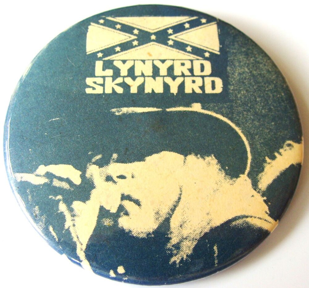 LYNYRD SKYNYRD REALLY FABULOUS AND RARE U.K. ISSUE LARGE METAL BADGE MID 19