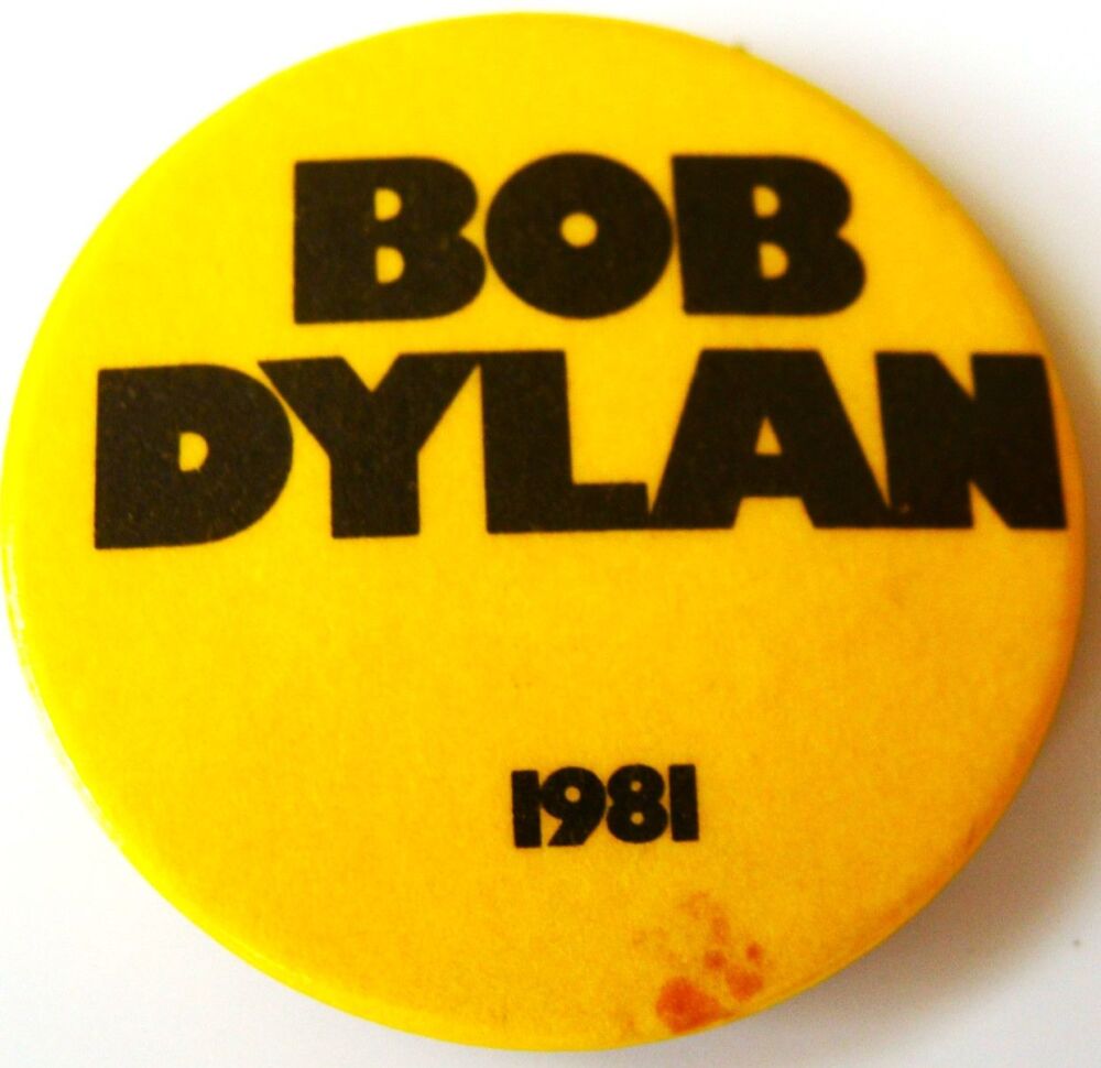 BOB DYLAN REALLY FABULOUS AND RARE U.K. ISSUE SMALL METAL TOUR BADGE FROM 1