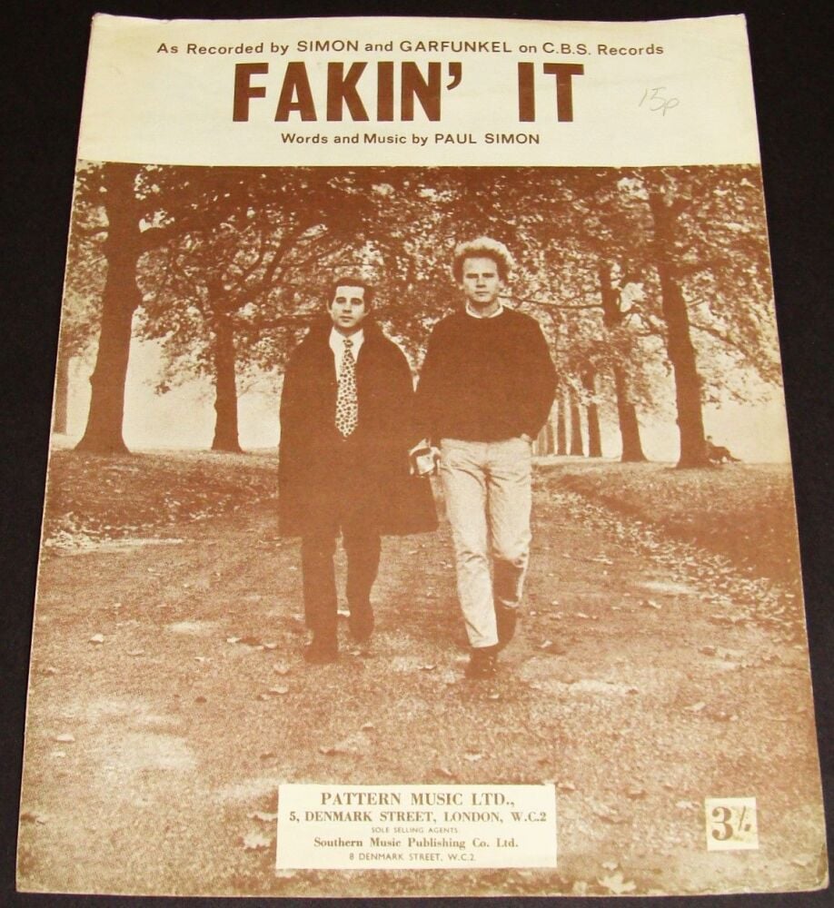 SIMON AND GARFUNKEL REALLY FABULOUS AND RARE U.K. SHEET MUSIC 'FAKIN' IT' 1