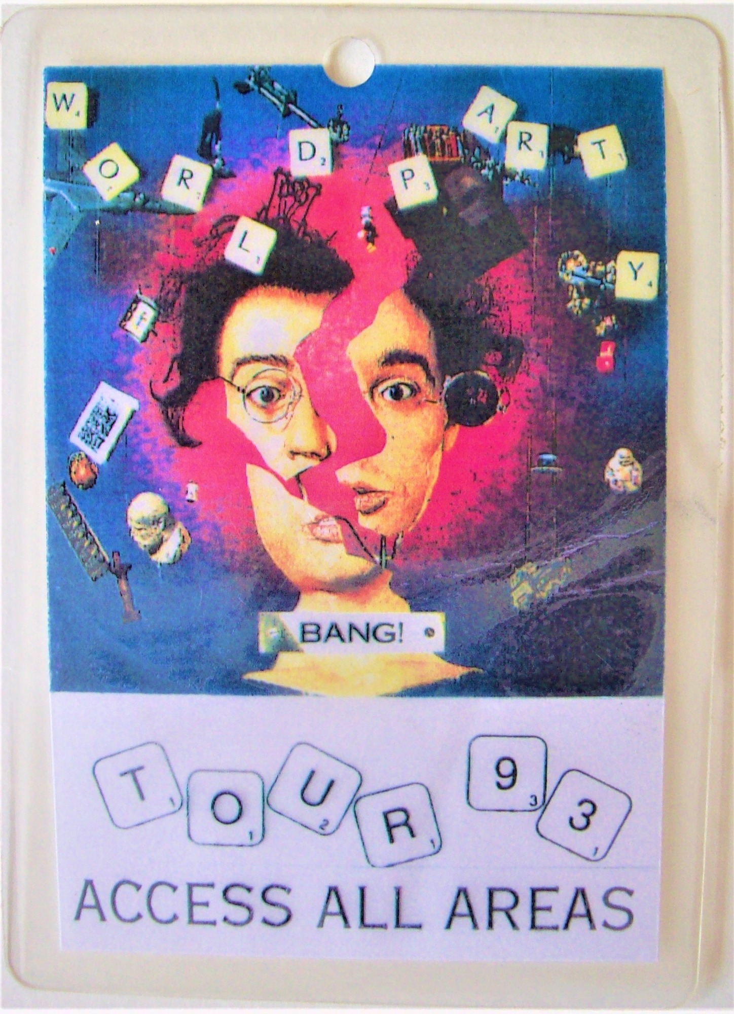 WORLD PARTY ROAD CREW ISSUE AAA LAMINATE U.K. TOUR 1993