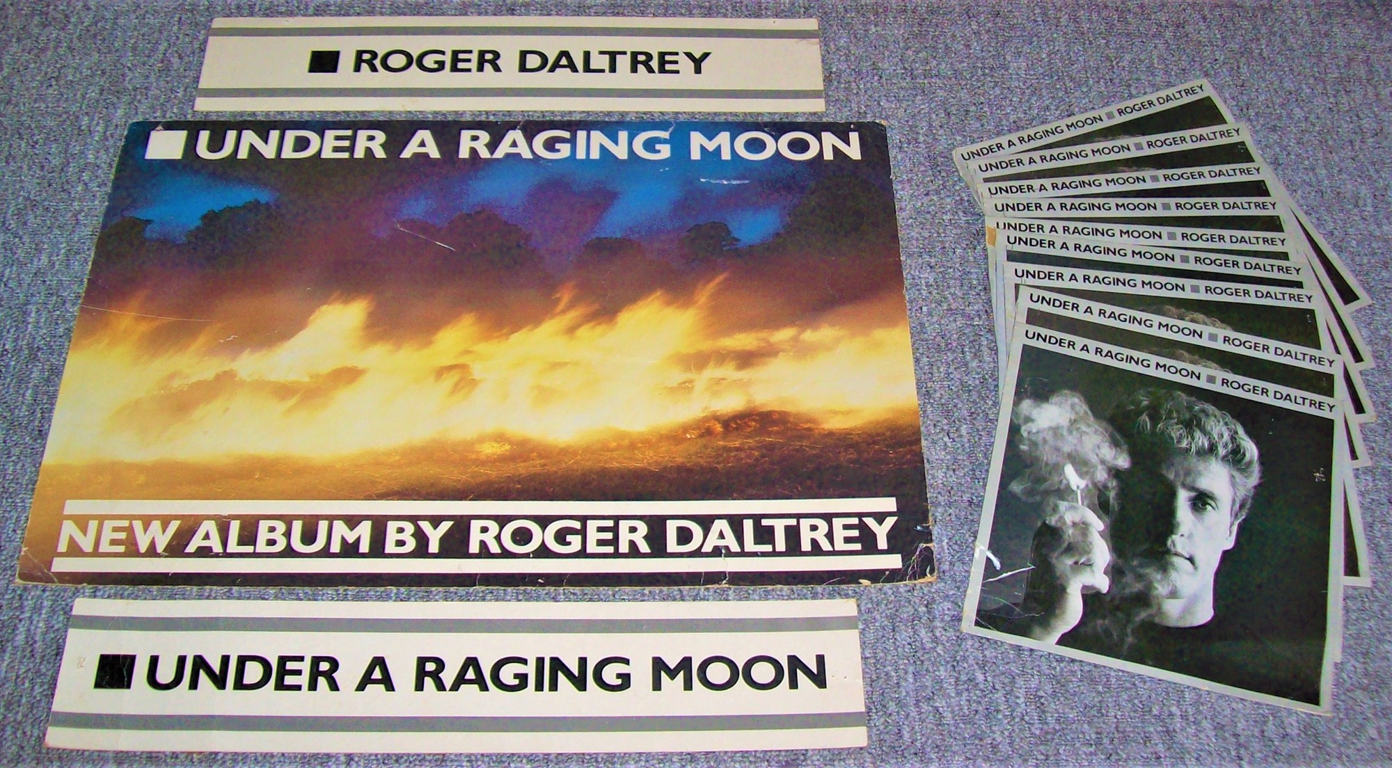 THE WHO ROGER DALTREY U.K. RECORD COMPANY PROMO SHOP DISPLAY FOR THE RELEASE OF THE &acirc;UNDER A RAGING MOON&acirc; ALBUM 1985.JPG