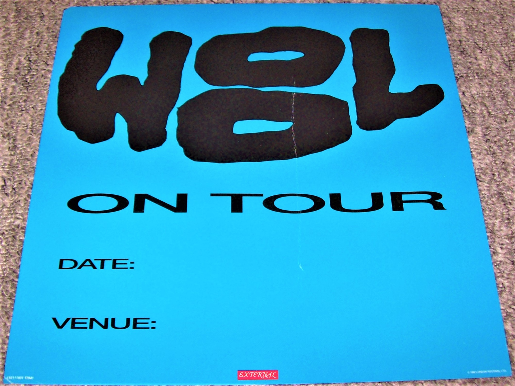 WOOL U.K. RECORD COMPANY PROMO WINDOW CARD 'BUDSPAWN' ALBUM AND TOUR 1992  A.JPG